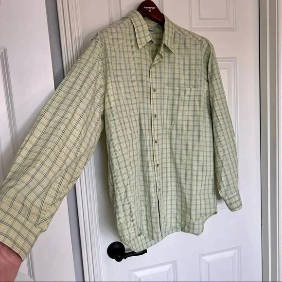 L.L. Bean vintage green & blue plaid long sleeve button down shirt size medium - Picture 2 of 12
